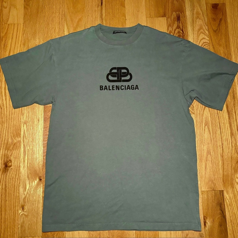 Balenciaga Green Logo Short Sleeve Tee